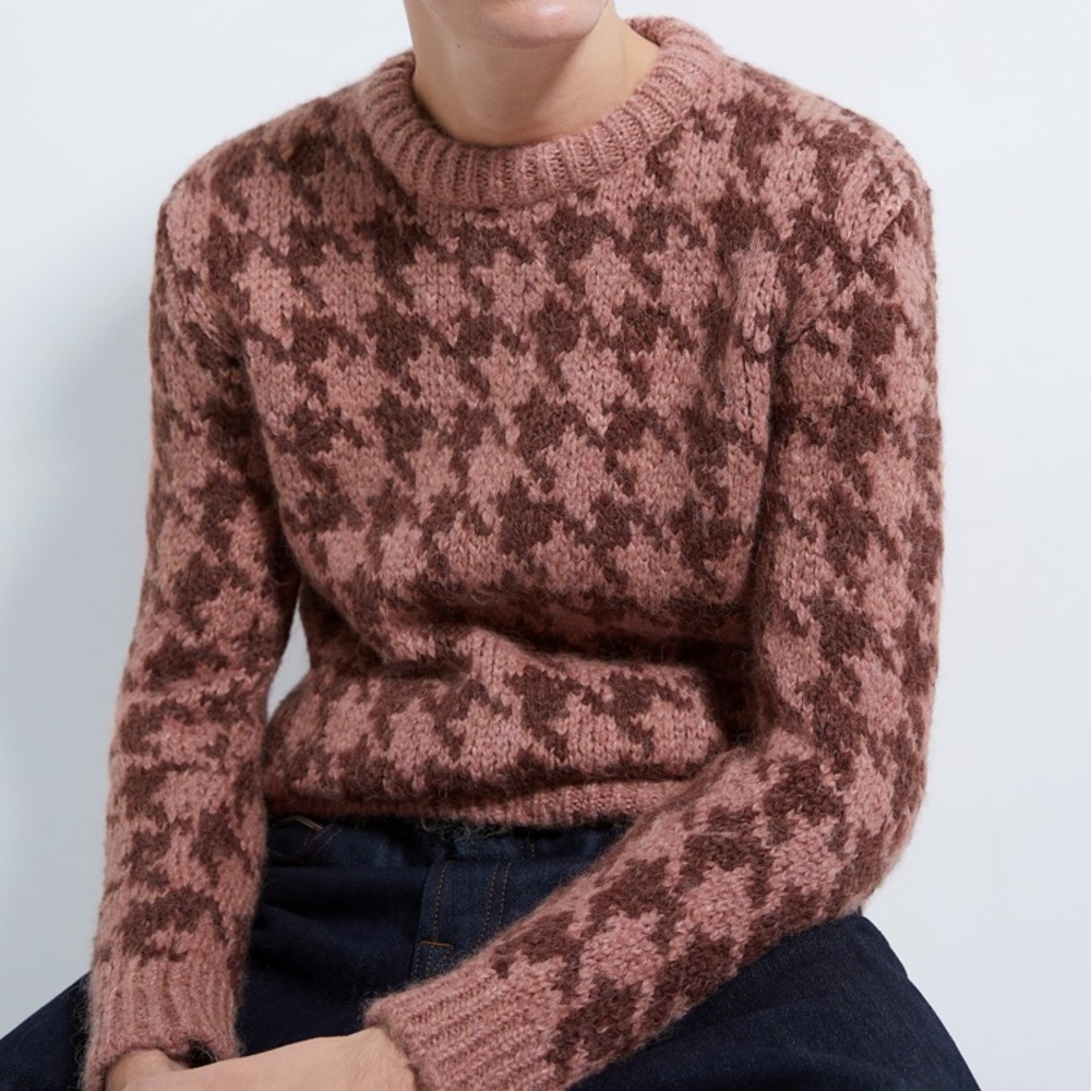 ZARA houndstooth knit sweater M
